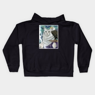 Cat Zeus - White Outlined Version Kids Hoodie